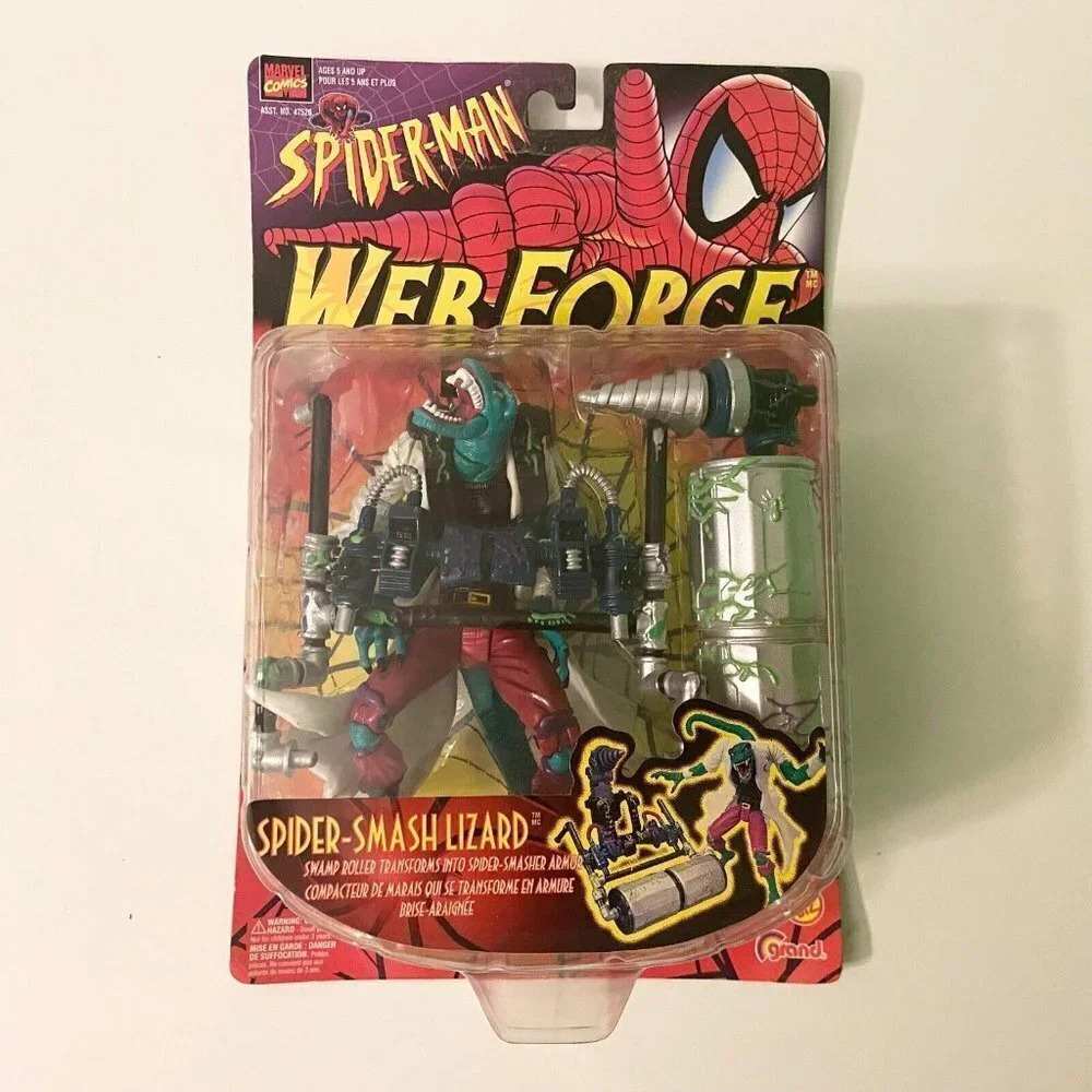 Vintage 1997 Spider Man Web Force Spider Smash Lizard Action Figure Toy Biz